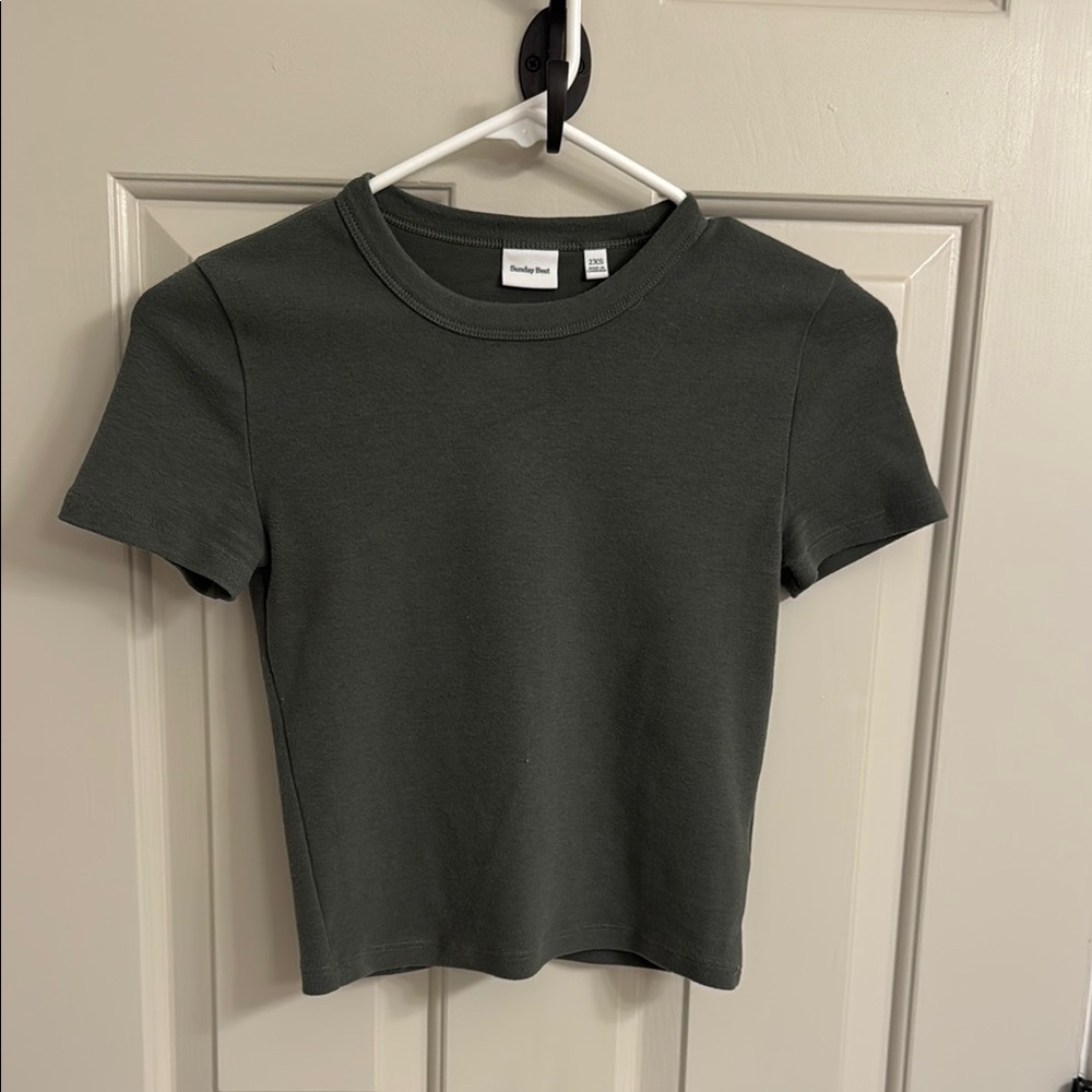 Sunday Best Aritzia green cropped tee